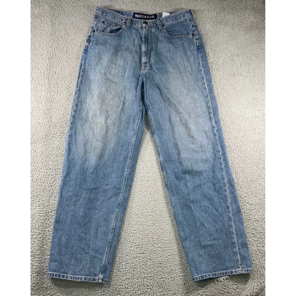 Vtg‎ Nautica Jeans Straight Leg Men 36x34 Blue Medium Wash Relaxed Fit Y2K 90s